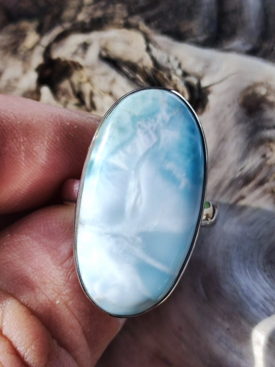 925 Silber Ring ~ Larimar Gr. 58 / 18,5 "Atlantis Stone" Edelstein Ring Meer Himmel blau gefasst Energie Kraft Rarität Selten Geschenk Frau - Art of Nature Berlin