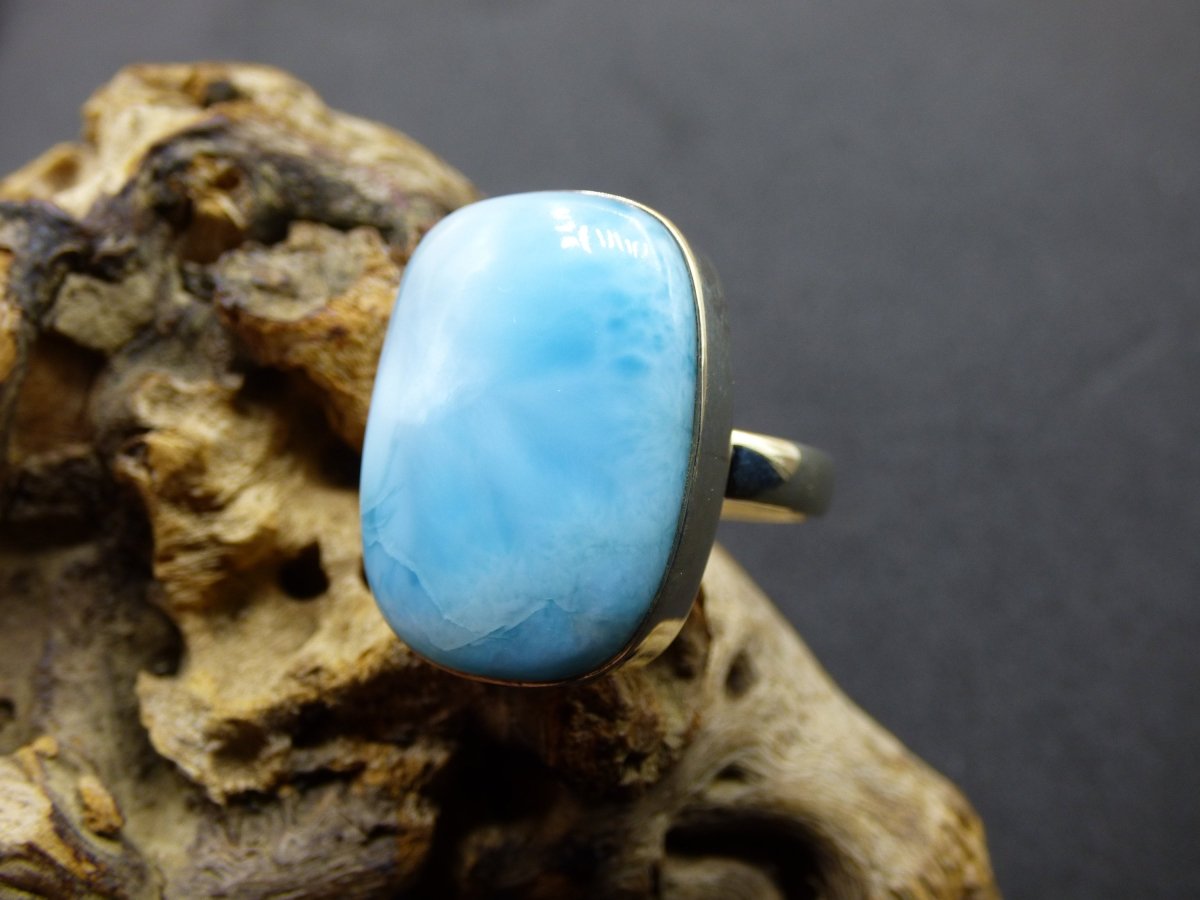 925 Silber Ring ~ Larimar Gr. 59 / 19 "Atlantis Stone" Edelstein Ring Meer Himmel blau gefasst Energie Kraft Rarität Selten Geschenk Frau - Art of Nature Berlin