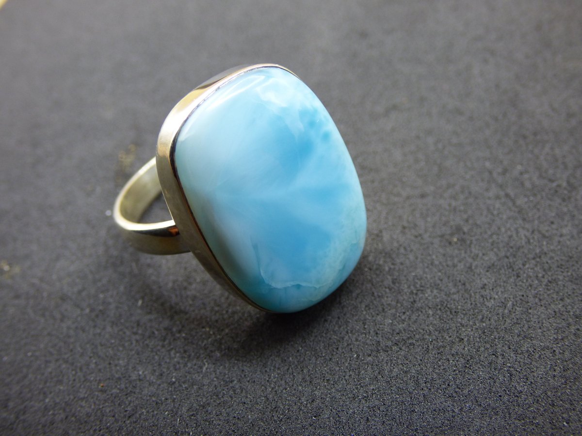 925 Silber Ring ~ Larimar Gr. 59 / 19 "Atlantis Stone" Edelstein Ring Meer Himmel blau gefasst Energie Kraft Rarität Selten Geschenk Frau - Art of Nature Berlin