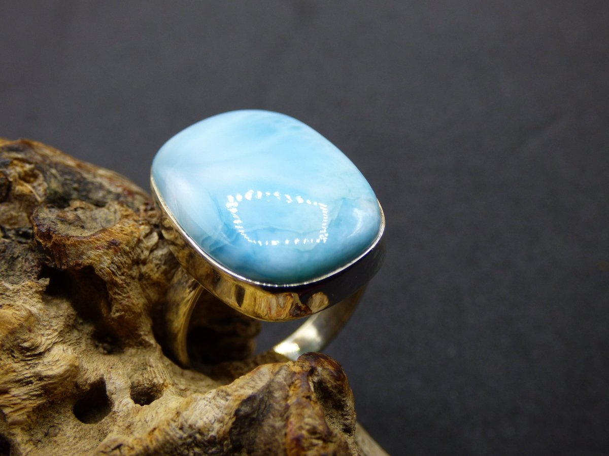 925 Silber Ring ~ Larimar Gr. 59 / 19 "Atlantis Stone" Edelstein Ring Meer Himmel blau gefasst Energie Kraft Rarität Selten Geschenk Frau - Art of Nature Berlin