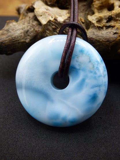 AAA Larimar "Atlantis Stone" Schutz ~ Donut~ Edelstein Kette ~HIPPIE ~GOA ~Boho ~Nature ~Heilstein ~Rarität ~Selten ~Flash ~Wow ~Sammler - Art of Nature Berlin