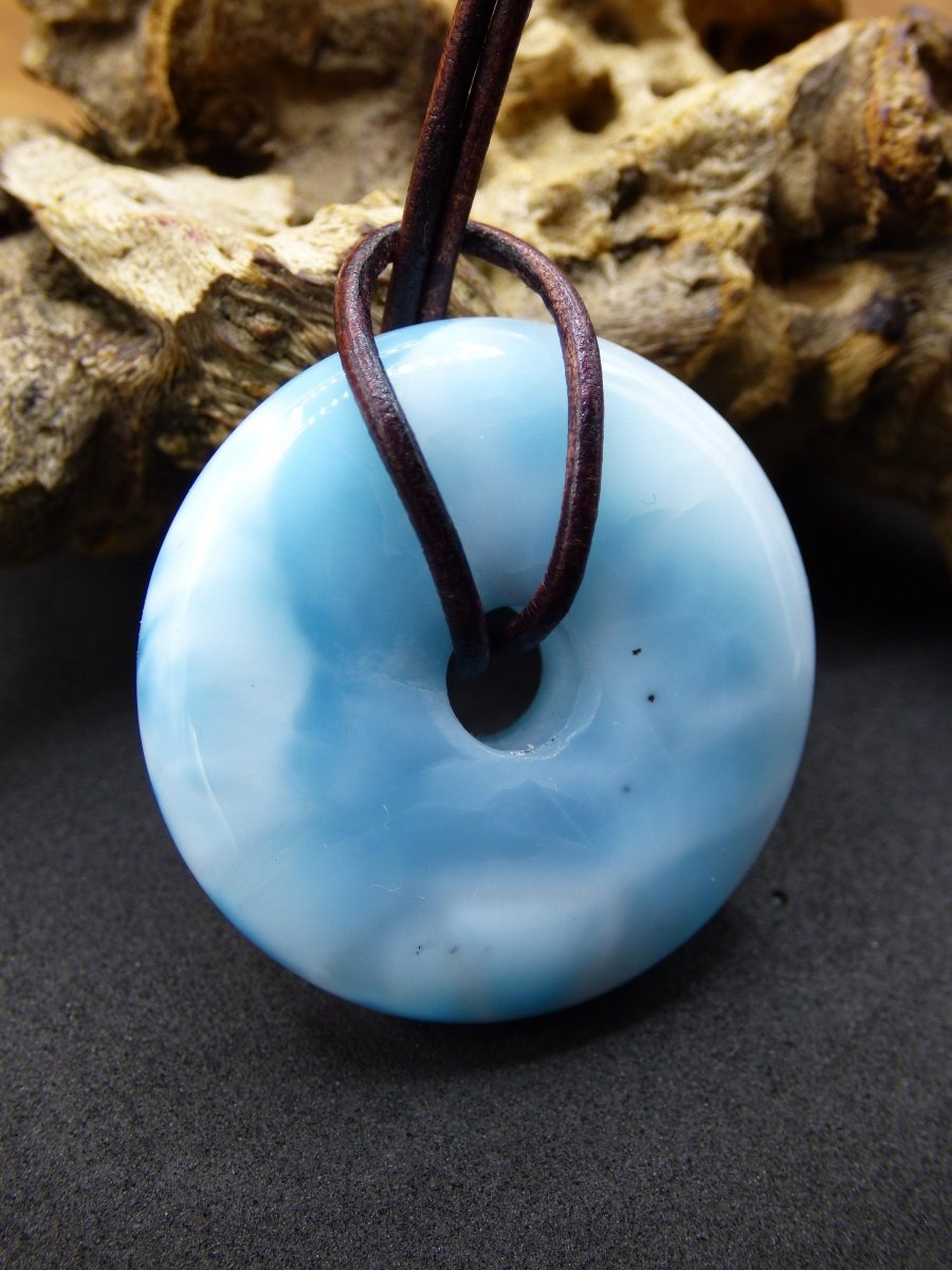 AAA Larimar "Atlantis Stone" Schutz ~ Donut~ Edelstein Kette ~HIPPIE ~GOA ~Boho ~Nature ~Heilstein ~Rarität ~Selten ~Flash ~Wow ~Sammler - Art of Nature Berlin