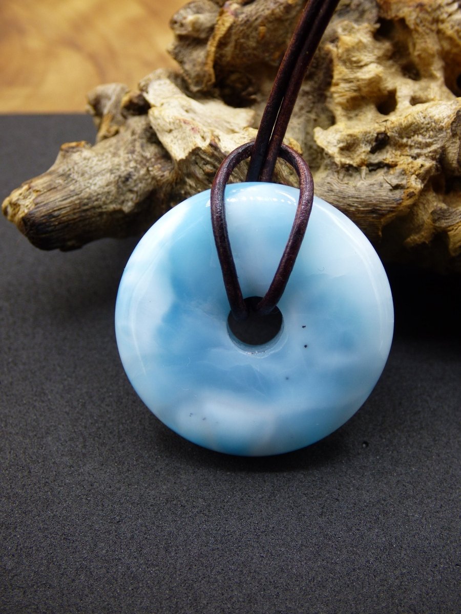 AAA Larimar "Atlantis Stone" Schutz ~ Donut~ Edelstein Kette ~HIPPIE ~GOA ~Boho ~Nature ~Heilstein ~Rarität ~Selten ~Flash ~Wow ~Sammler - Art of Nature Berlin