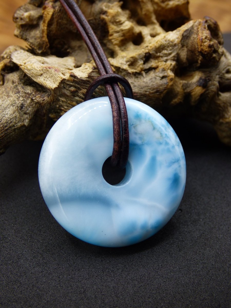 AAA Larimar "Atlantis Stone" Schutz ~ Donut~ Edelstein Kette ~HIPPIE ~GOA ~Boho ~Nature ~Heilstein ~Rarität ~Selten ~Flash ~Wow ~Sammler - Art of Nature Berlin