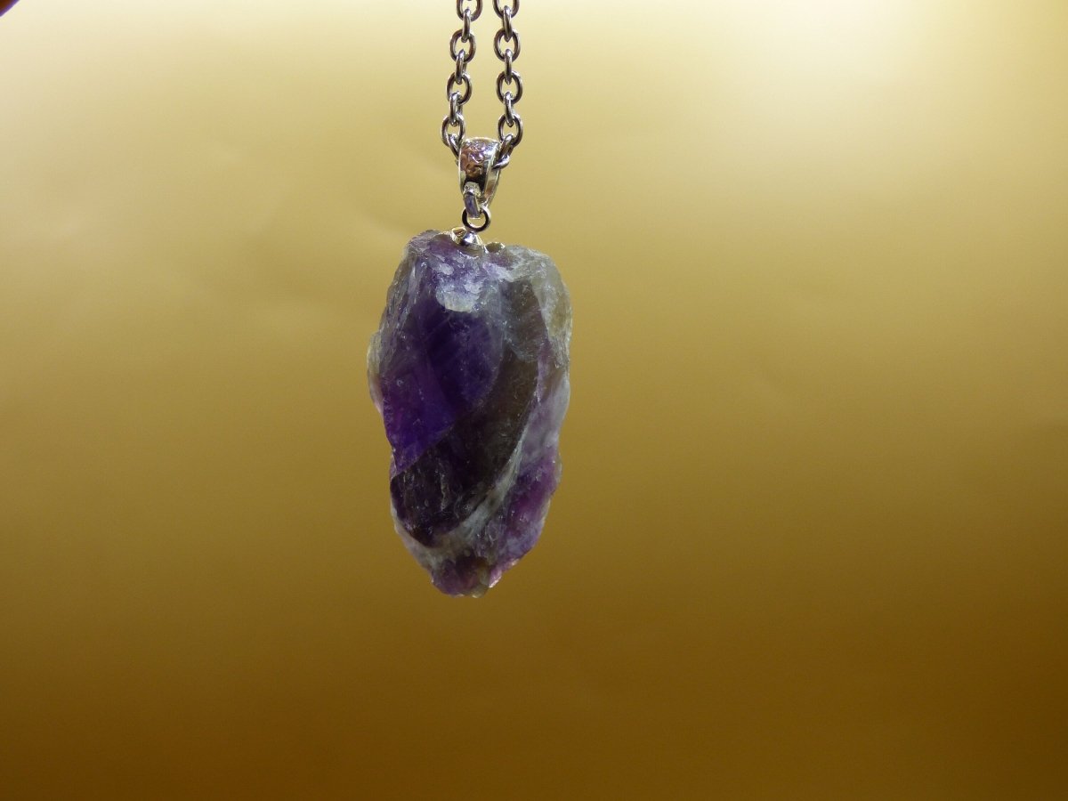 Amethyst ~ 925 Sterling Silber Öse ~ Edelstein Kette Lila ~HIPPIE ~GOA ~Boho ~Ethno ~Nature ~Heilstein - Art of Nature Berlin