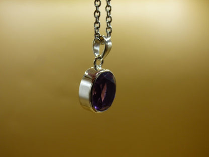 Amethyst AAA ~ 925 Sterling Silber Fassung + Öse Edelstein Kette Lila HIPPIE GOA Boho Ethno Natur Heilstein Kraft Chakra Edel Geschenk Frau - Art of Nature Berlin