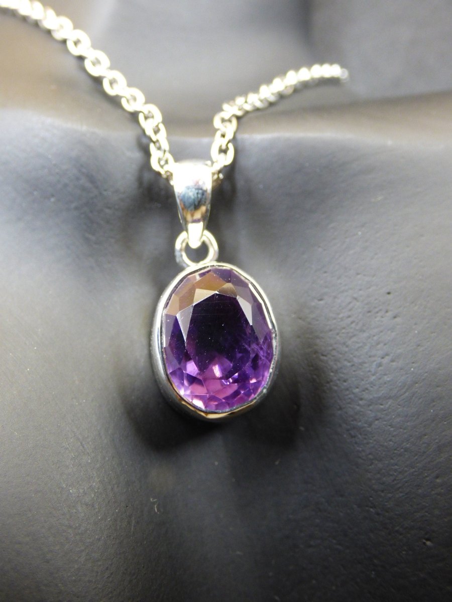 Amethyst AAA ~ 925 Sterling Silber Fassung + Öse Edelstein Kette Lila HIPPIE GOA Boho Ethno Natur Heilstein Kraft Chakra Edel Geschenk Frau - Art of Nature Berlin