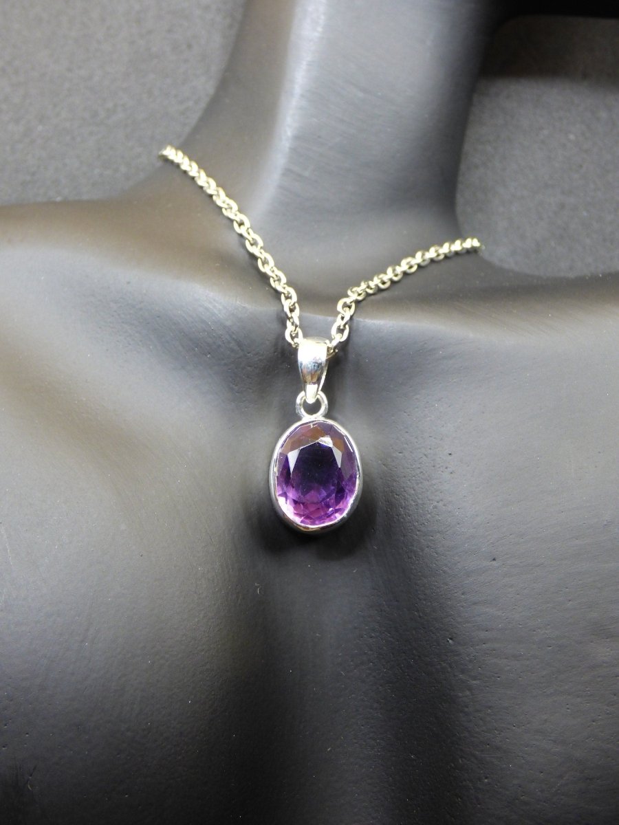 Amethyst AAA ~ 925 Sterling Silber Fassung + Öse Edelstein Kette Lila HIPPIE GOA Boho Ethno Natur Heilstein Kraft Chakra Edel Geschenk Frau - Art of Nature Berlin