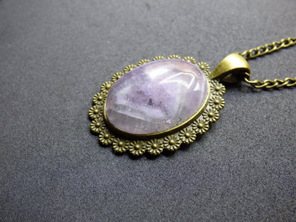 Amethyst Edelstein Kette mit Bronze Cabochon ~HIPPIE ~GOA ~Boho ~Tibet ~Ethno ~Nature - Art of Nature Berlin