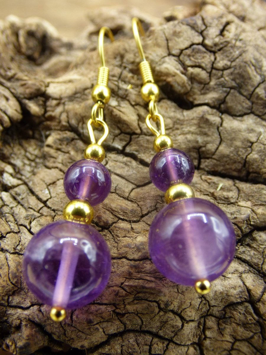 Amethyst ~ Edelstein Ohrringe ~GOA ~Hippie ~Boho ~Ethno ~Nature ~Heilstein ~Natur ~Ohrhänger ~Edelstahl ~Rarität - Art of Nature Berlin