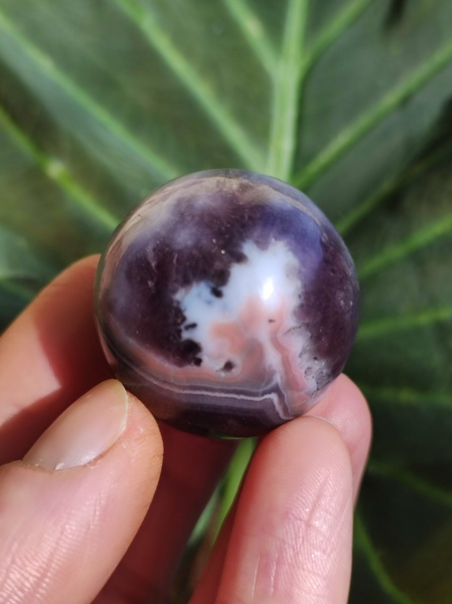 Amethyst Laze Achat ~ Magische Edelstein Deko Kristall Stufe Sphere Ball Heilstein Spielkugel Meditation HIPPIE GOA Boho Ethno lila Energie - Art of Nature Berlin