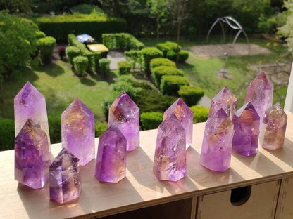 Ametrin (Amethyst & Citrin) Turm Spitze lila Kristall Point Obelisk Magische Edelstein Deko Haus Wohnung Fensterbank Kristall Heilstein Goa - Art of Nature Berlin