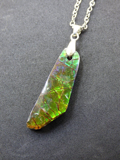 Ammolite Edelstein Kette 925 Sterlin Silber ~ Opalisierend ~HIPPIE~GOA~Boho~Ethno~Nature~Heilstein~Fossil~Selten~Sammler~Magic~Grün - Art of Nature Berlin