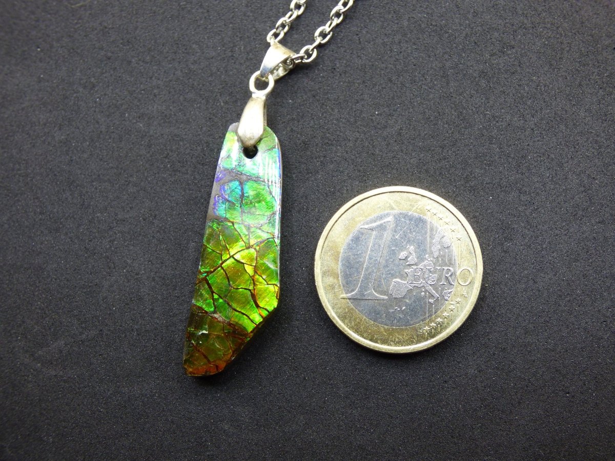 Ammolite Edelstein Kette 925 Sterlin Silber ~ Opalisierend ~HIPPIE~GOA~Boho~Ethno~Nature~Heilstein~Fossil~Selten~Sammler~Magic~Grün - Art of Nature Berlin