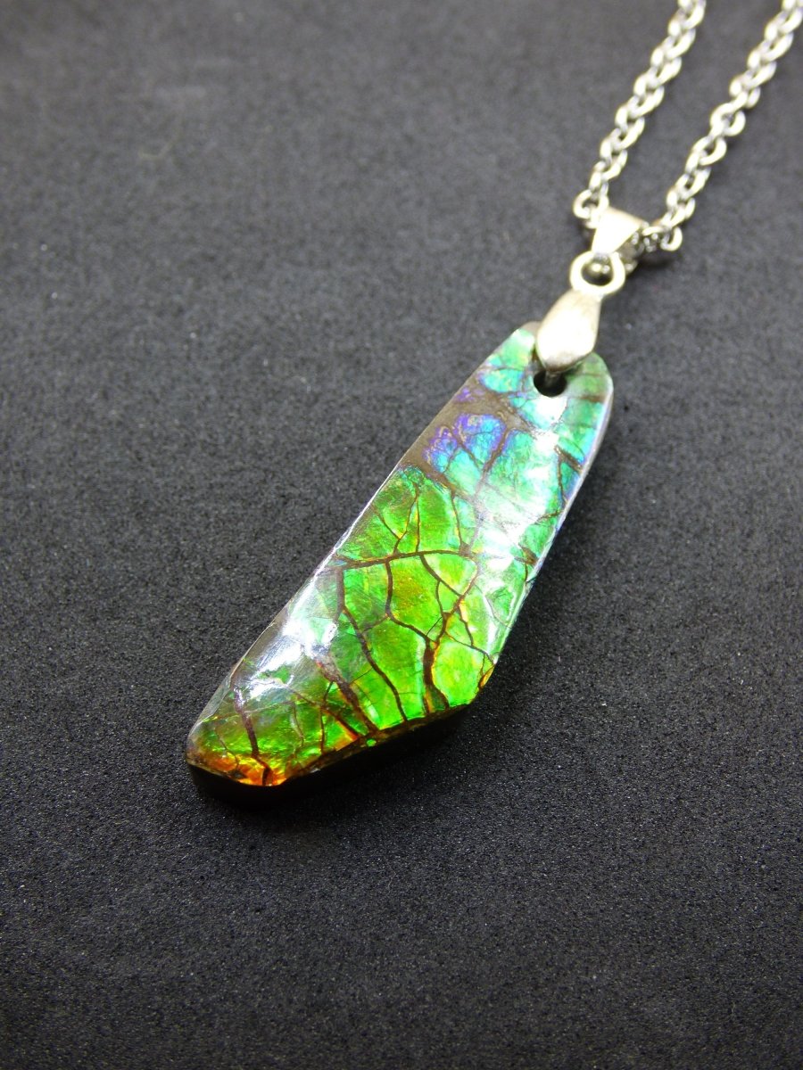 Ammolite Edelstein Kette 925 Sterlin Silber ~ Opalisierend ~HIPPIE~GOA~Boho~Ethno~Nature~Heilstein~Fossil~Selten~Sammler~Magic~Grün - Art of Nature Berlin