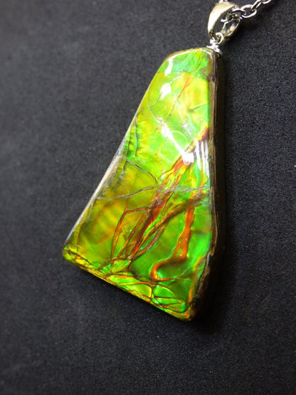 Ammolite - Edelstein Kette 925 Sterling Silber ~ Opalisierend HIPPIE GOA Boho Ethno Natur Heilstein Fossil Selten Sammler Magic bunt flash - Art of Nature Berlin