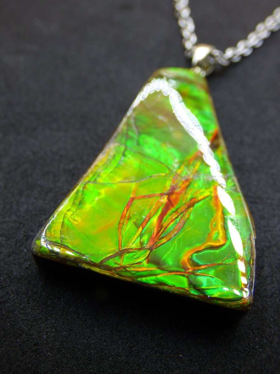 Ammolite - Edelstein Kette 925 Sterling Silber ~ Opalisierend HIPPIE GOA Boho Ethno Natur Heilstein Fossil Selten Sammler Magic bunt flash - Art of Nature Berlin