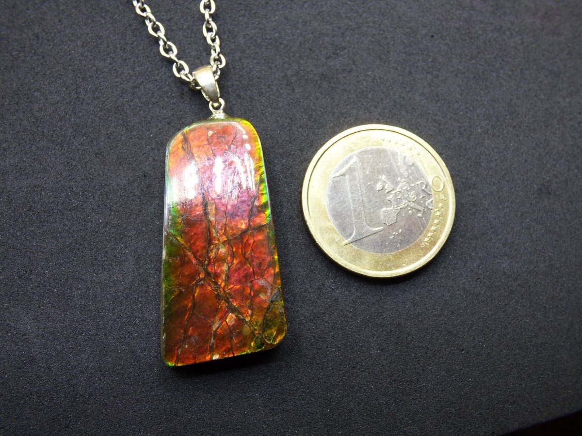 Ammolite Edelstein Kette 925 Sterling Silber ~ Opalisierend ~HIPPIE~GOA~Boho~Ethno~Nature~Heilstein~Fossil~Selten~Sammler~Magic - Art of Nature Berlin