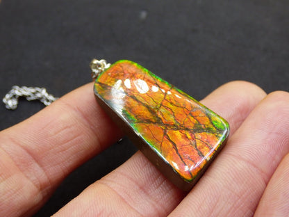 Ammolite Edelstein Kette 925 Sterling Silber ~ Opalisierend ~HIPPIE~GOA~Boho~Ethno~Nature~Heilstein~Fossil~Selten~Sammler~Magic - Art of Nature Berlin