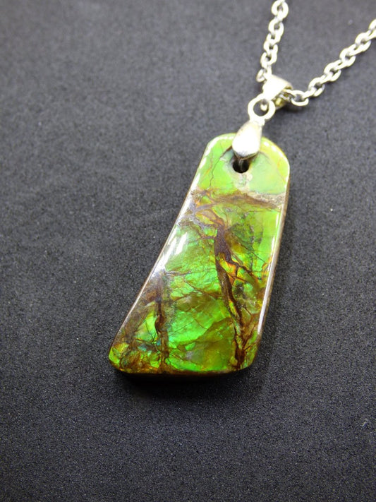 Ammolite Edelstein Kette 925 Sterling Silber ~ Opalisierend ~HIPPIE~GOA~Boho~Ethno~Nature~Heilstein~Fossil~Selten~Sammler~Magic - Art of Nature Berlin