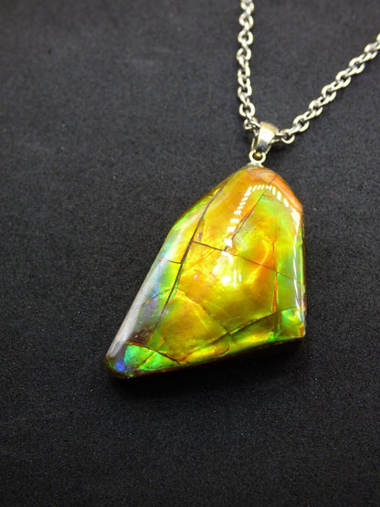 Ammolite Edelstein Kette 925 Sterling Silber ~ Opalisierend ~HIPPIE~GOA~Boho~Ethno~Nature~Heilstein~Fossil~Selten~Sammler~Magic - Art of Nature Berlin