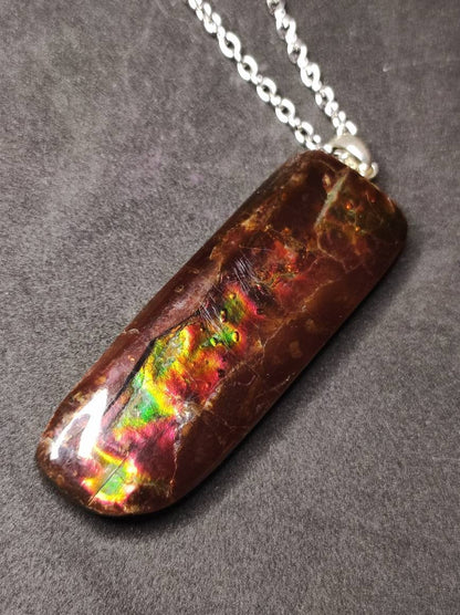 Ammolite Edelstein Kette 925 Sterling Silber ~ Opalisierend ~HIPPIE~GOA~Boho~Ethno~Nature~Heilstein~Fossil~Selten~Sammler~Magic - Art of Nature Berlin