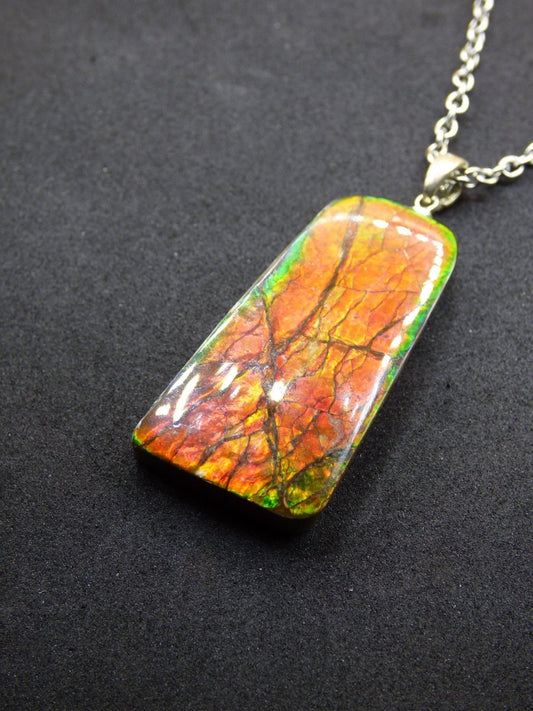 Ammolite Edelstein Kette 925 Sterling Silber ~ Opalisierend ~HIPPIE~GOA~Boho~Ethno~Nature~Heilstein~Fossil~Selten~Sammler~Magic - Art of Nature Berlin