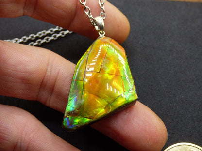 Ammolite Edelstein Kette 925 Sterling Silber ~ Opalisierend ~HIPPIE~GOA~Boho~Ethno~Nature~Heilstein~Fossil~Selten~Sammler~Magic - Art of Nature Berlin