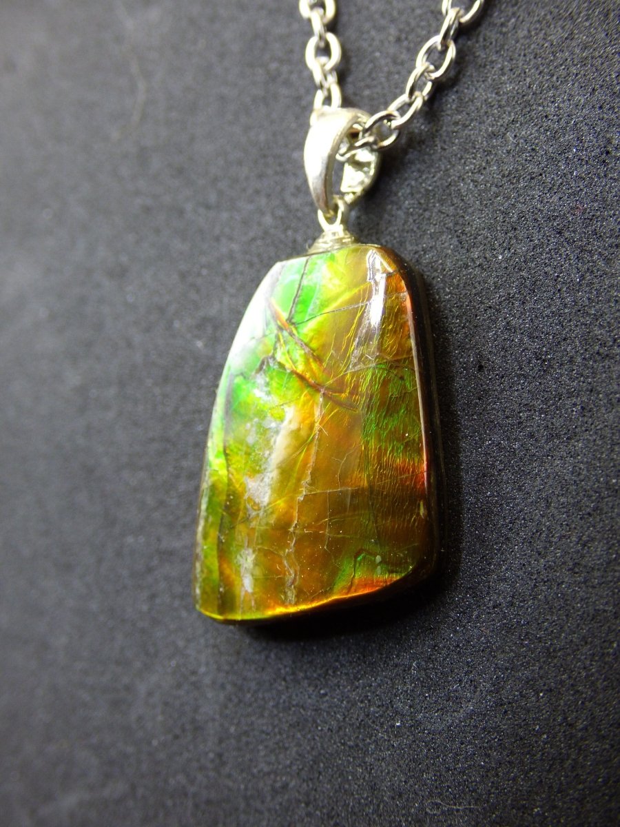 Ammolite Edelstein Kette 925 Sterling Silber ~ Opalisierend ~HIPPIE~GOA~Boho~Ethno~Nature~Heilstein~Fossil~Selten~Sammler~Magic - Art of Nature Berlin