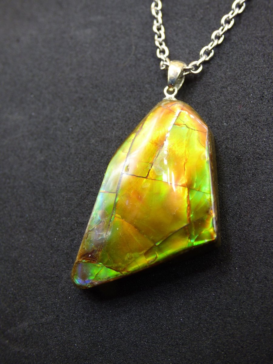 Ammolite Edelstein Kette 925 Sterling Silber ~ Opalisierend ~HIPPIE~GOA~Boho~Ethno~Nature~Heilstein~Fossil~Selten~Sammler~Magic - Art of Nature Berlin