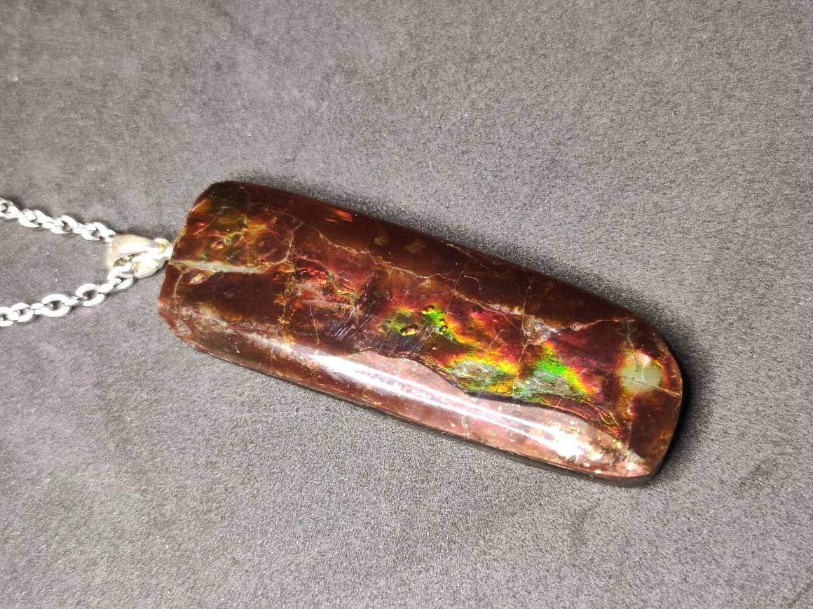 Ammolite Edelstein Kette 925 Sterling Silber ~ Opalisierend ~HIPPIE~GOA~Boho~Ethno~Nature~Heilstein~Fossil~Selten~Sammler~Magic - Art of Nature Berlin