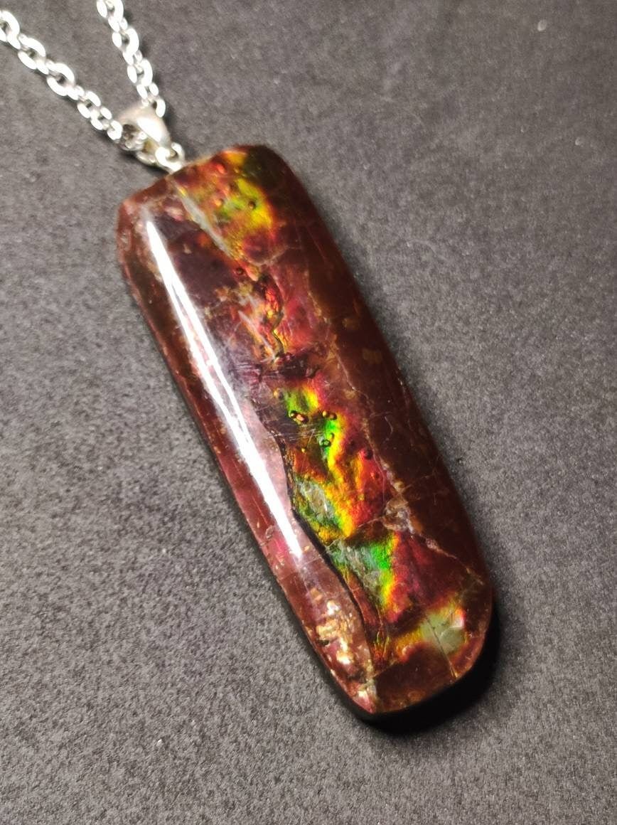 Ammolite Edelstein Kette 925 Sterling Silber ~ Opalisierend ~HIPPIE~GOA~Boho~Ethno~Nature~Heilstein~Fossil~Selten~Sammler~Magic - Art of Nature Berlin