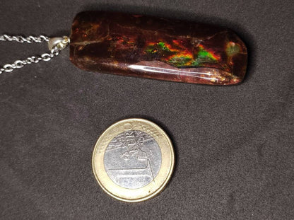 Ammolite Edelstein Kette 925 Sterling Silber ~ Opalisierend ~HIPPIE~GOA~Boho~Ethno~Nature~Heilstein~Fossil~Selten~Sammler~Magic - Art of Nature Berlin