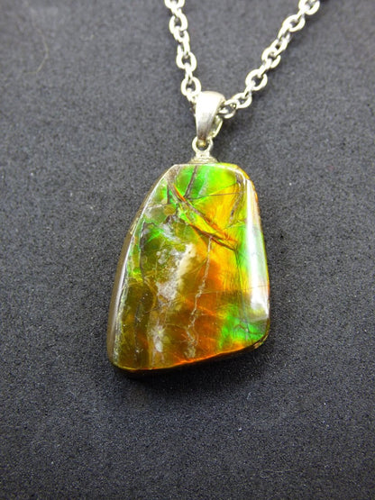 Ammolite Edelstein Kette 925 Sterling Silber ~ Opalisierend ~HIPPIE~GOA~Boho~Ethno~Nature~Heilstein~Fossil~Selten~Sammler~Magic - Art of Nature Berlin