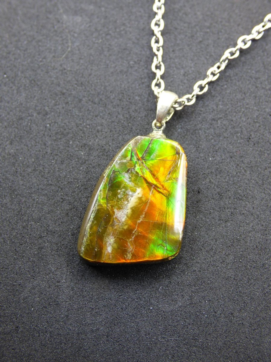 Ammolite Edelstein Kette 925 Sterling Silber ~ Opalisierend ~HIPPIE~GOA~Boho~Ethno~Nature~Heilstein~Fossil~Selten~Sammler~Magic - Art of Nature Berlin