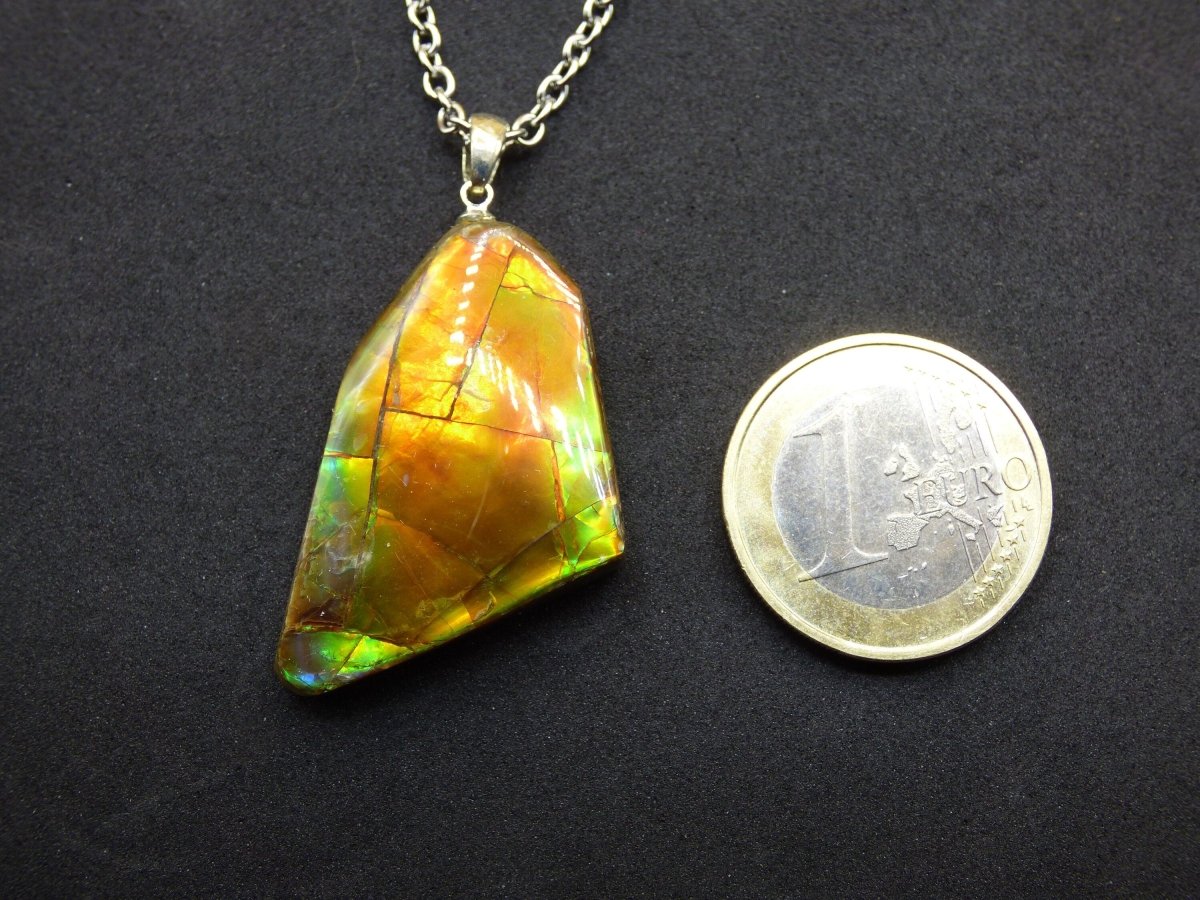 Ammolite Edelstein Kette 925 Sterling Silber ~ Opalisierend ~HIPPIE~GOA~Boho~Ethno~Nature~Heilstein~Fossil~Selten~Sammler~Magic - Art of Nature Berlin