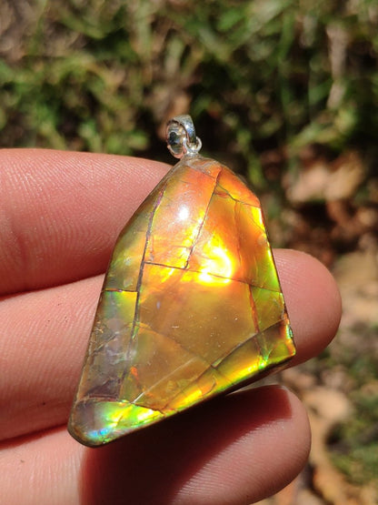 Ammolite Edelstein Kette 925 Sterling Silber ~ Opalisierend ~HIPPIE~GOA~Boho~Ethno~Nature~Heilstein~Fossil~Selten~Sammler~Magic - Art of Nature Berlin