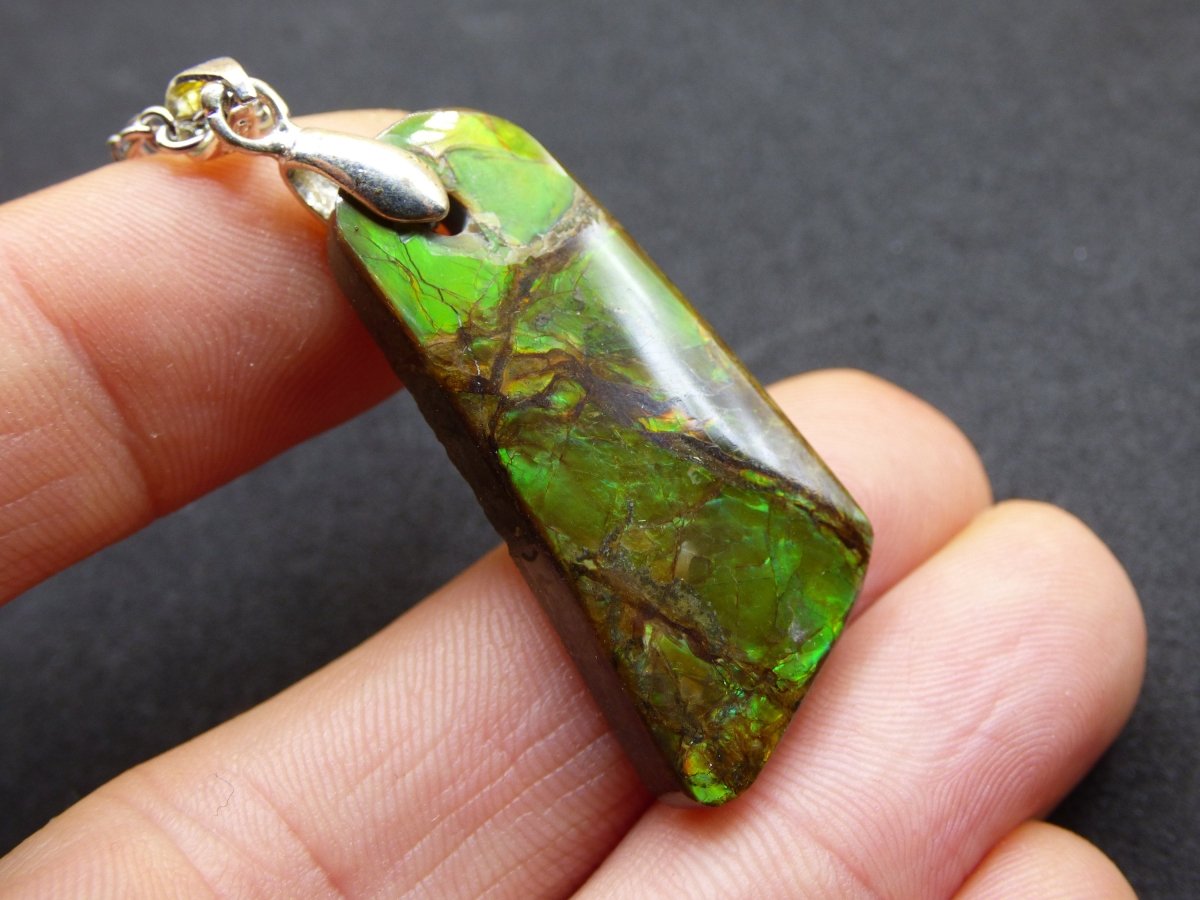 Ammolite Edelstein Kette 925 Sterling Silber ~ Opalisierend ~HIPPIE~GOA~Boho~Ethno~Nature~Heilstein~Fossil~Selten~Sammler~Magic - Art of Nature Berlin