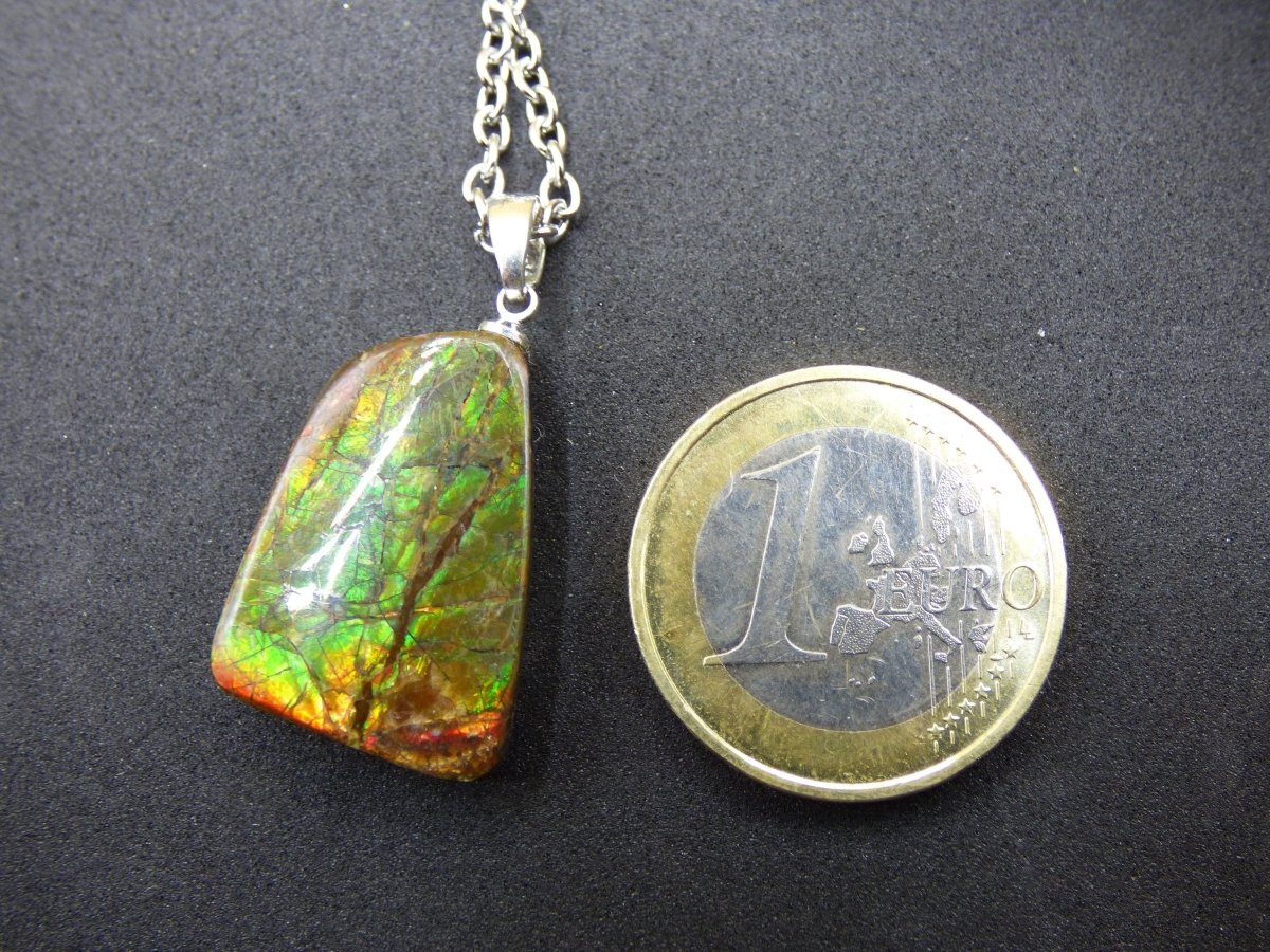 Ammolite Edelstein Kette 925 Sterling Silber ~ Opalisierend ~HIPPIE~GOA~Boho~Ethno~Nature~Heilstein~Fossil~Selten~Sammler~Magic~Grün~Flash - Art of Nature Berlin