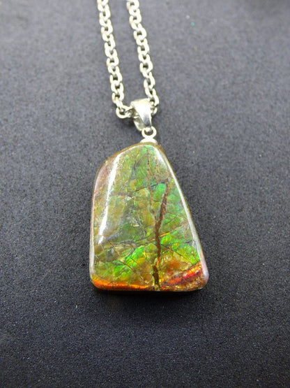 Ammolite Edelstein Kette 925 Sterling Silber ~ Opalisierend ~HIPPIE~GOA~Boho~Ethno~Nature~Heilstein~Fossil~Selten~Sammler~Magic~Grün~Flash - Art of Nature Berlin