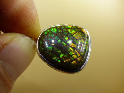 Ammolite Edelstein Kette 925 Sterling Silber ~ Opalisierend ~HIPPIE~GOA~Boho~Ethno~Nature~Heilstein~Fossil~Selten~Sammler~Magic~Grün~Flash - Art of Nature Berlin