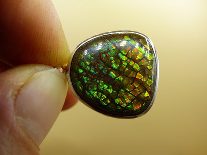 Ammolite Edelstein Kette 925 Sterling Silber ~ Opalisierend ~HIPPIE~GOA~Boho~Ethno~Nature~Heilstein~Fossil~Selten~Sammler~Magic~Grün~Flash - Art of Nature Berlin