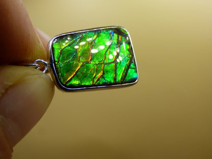 Ammolite Edelstein Kette 925 Sterling Silber ~ Opalisierend ~HIPPIE~GOA~Boho~Ethno~Nature~Heilstein~Fossil~Selten~Sammler~Magic~Grün~Flash - Art of Nature Berlin