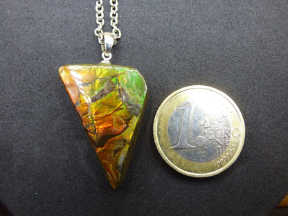 Ammolite Edelstein Kette 925 Sterling Silber ~ Opalisierend ~HIPPIE~GOA~Boho~Ethno~Nature~Heilstein~Fossil~Selten~Sammler~Magic~Grün~Flash - Art of Nature Berlin