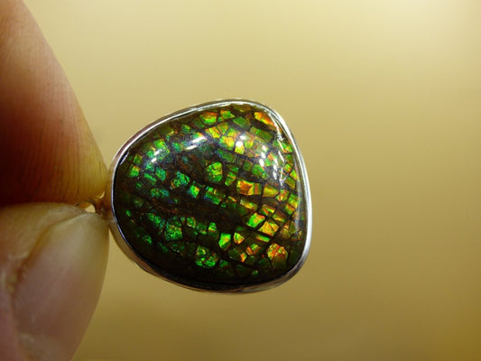 Ammolite Edelstein Kette 925 Sterling Silber ~ Opalisierend ~HIPPIE~GOA~Boho~Ethno~Nature~Heilstein~Fossil~Selten~Sammler~Magic~Grün~Flash - Art of Nature Berlin