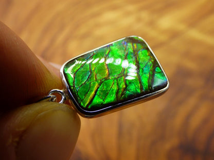 Ammolite Edelstein Kette 925 Sterling Silber ~ Opalisierend ~HIPPIE~GOA~Boho~Ethno~Nature~Heilstein~Fossil~Selten~Sammler~Magic~Grün~Flash - Art of Nature Berlin