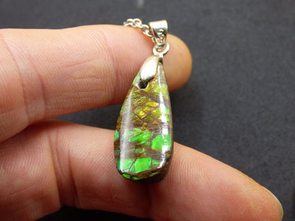 Ammolite Edelstein Kette ~ Opalisierend ~HIPPIE~GOA~Boho~Ethno~Nature~Heilstein~Fossil~Selten~Sammler~Magic~Grün~Flash - Art of Nature Berlin