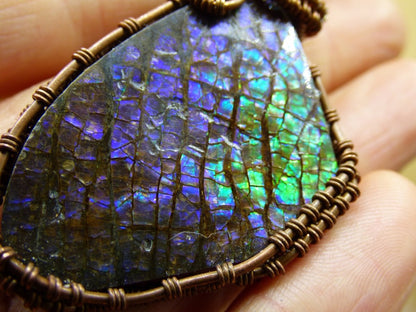 Ammolite *~ Wire ~* ~ Edelstein Kette mit Kupferdraht ~HIPPIE ~GOA ~Boho ~Ethno ~Nature ~Heilstein ~Energy ~Chakra ~Spirale - Art of Nature Berlin