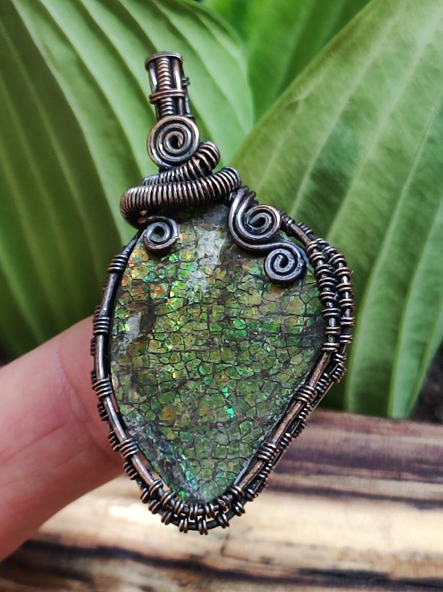 Ammolite Wire ~ Edelstein Kette mit Kupferdraht ~HIPPIE ~GOA ~Boho ~Ethno ~Nature ~Heilstein ~Energy ~Chakra ~Spirale - Art of Nature Berlin