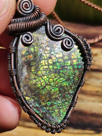 Ammolite Wire ~ Edelstein Kette mit Kupferdraht ~HIPPIE ~GOA ~Boho ~Ethno ~Nature ~Heilstein ~Energy ~Chakra ~Spirale - Art of Nature Berlin